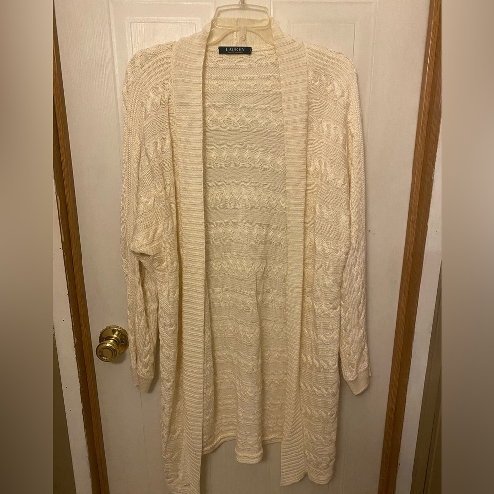 Lauren Ralph Lauren Lightweight Cream Cable-Knit Longline Cardigan